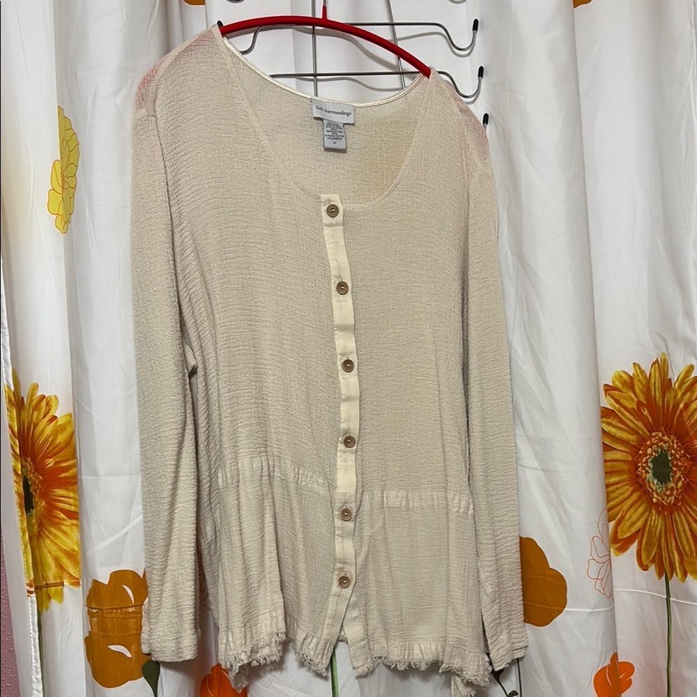 Soft Surroundings Cream Button-Up Top 2X